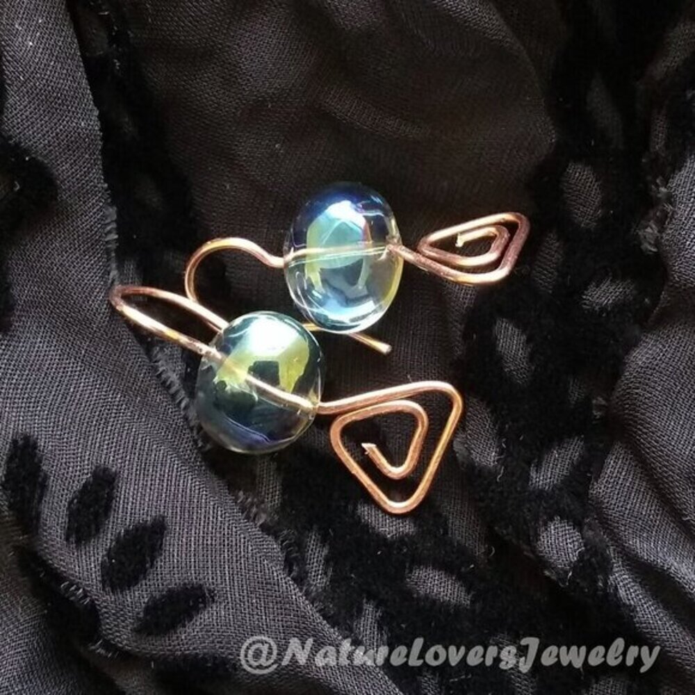 Minimalist - Geometric - Triangle! Short Chunky Iridescent Boho Dangle Earrings